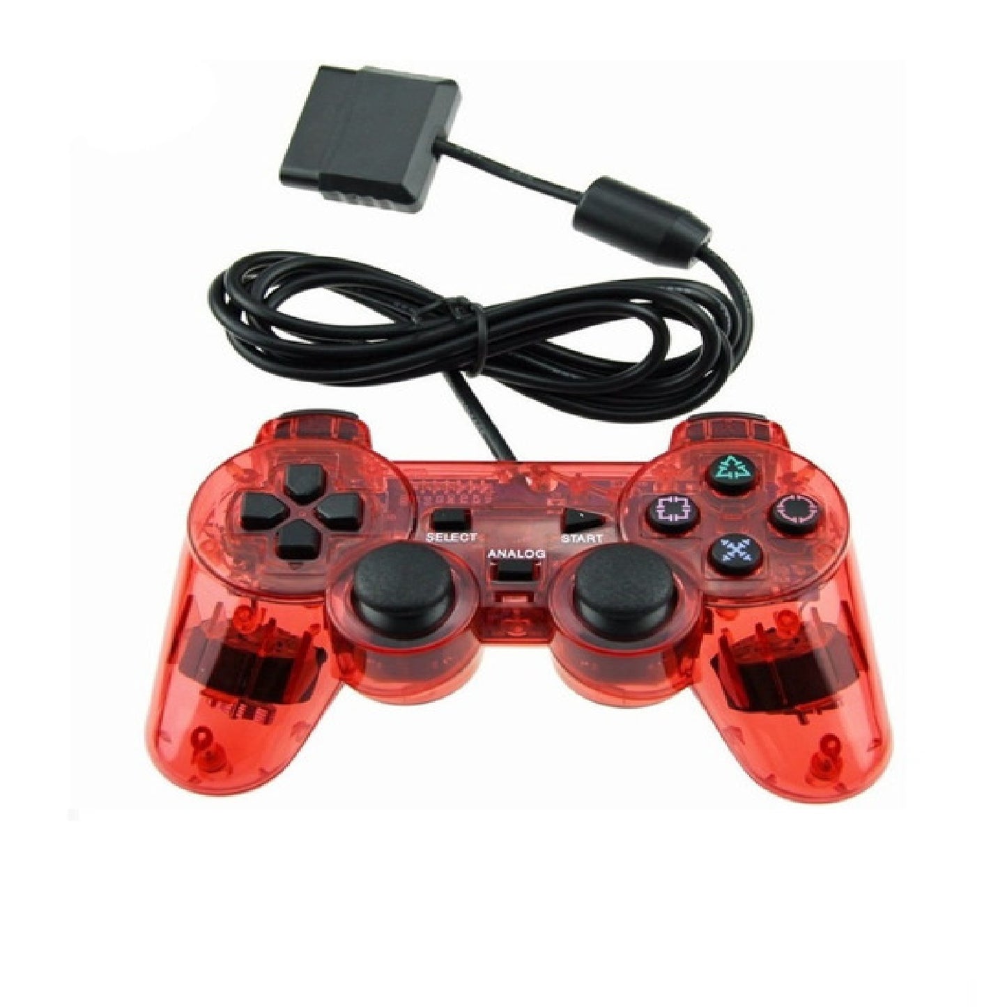 Joystick Compatible Ps2 Control Doble Shock Rojo Transparente