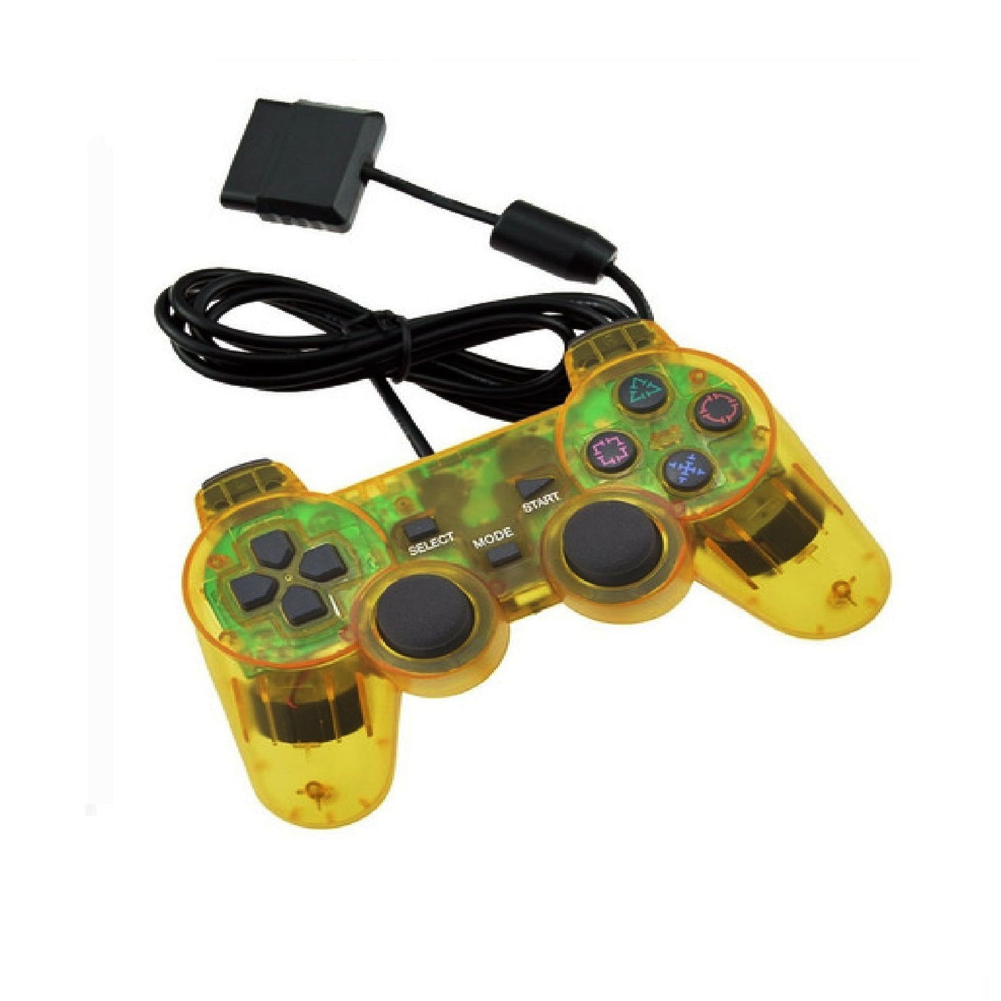 Joystick Compatible Ps2 Doble Shock Amarillo Transparente