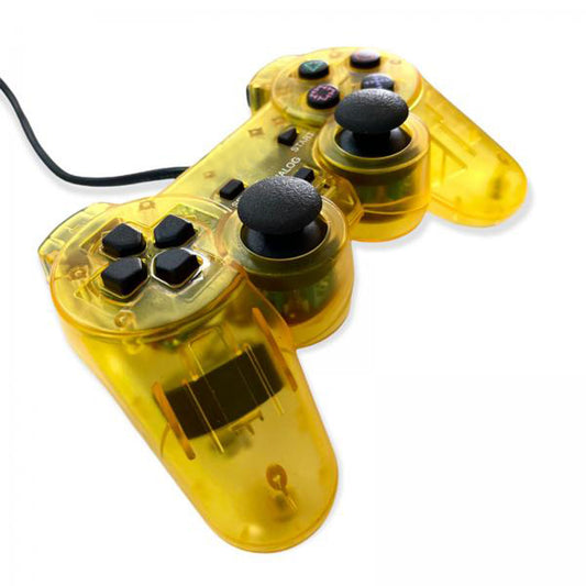 Joystick Compatible Ps2 Doble Shock Amarillo Transparente