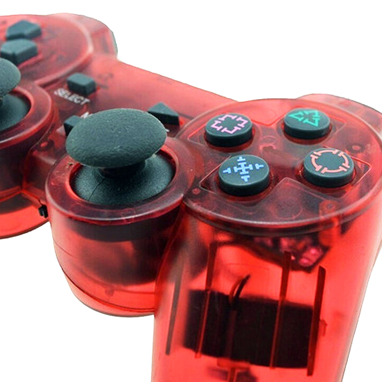Joystick Compatible Ps2 Control Doble Shock Rojo Transparente
