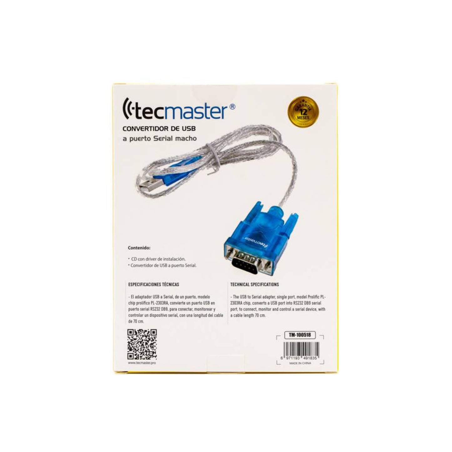 Convertidor de Usb a Puerto Serial Macho TM-100518