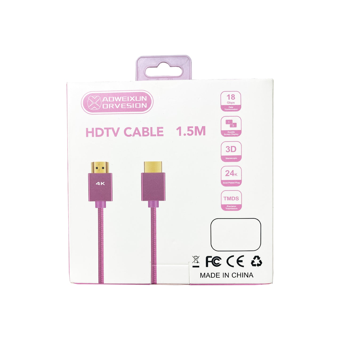 Cable Hdmi 2.0 4k UHD - Rosado 1.5 Metros