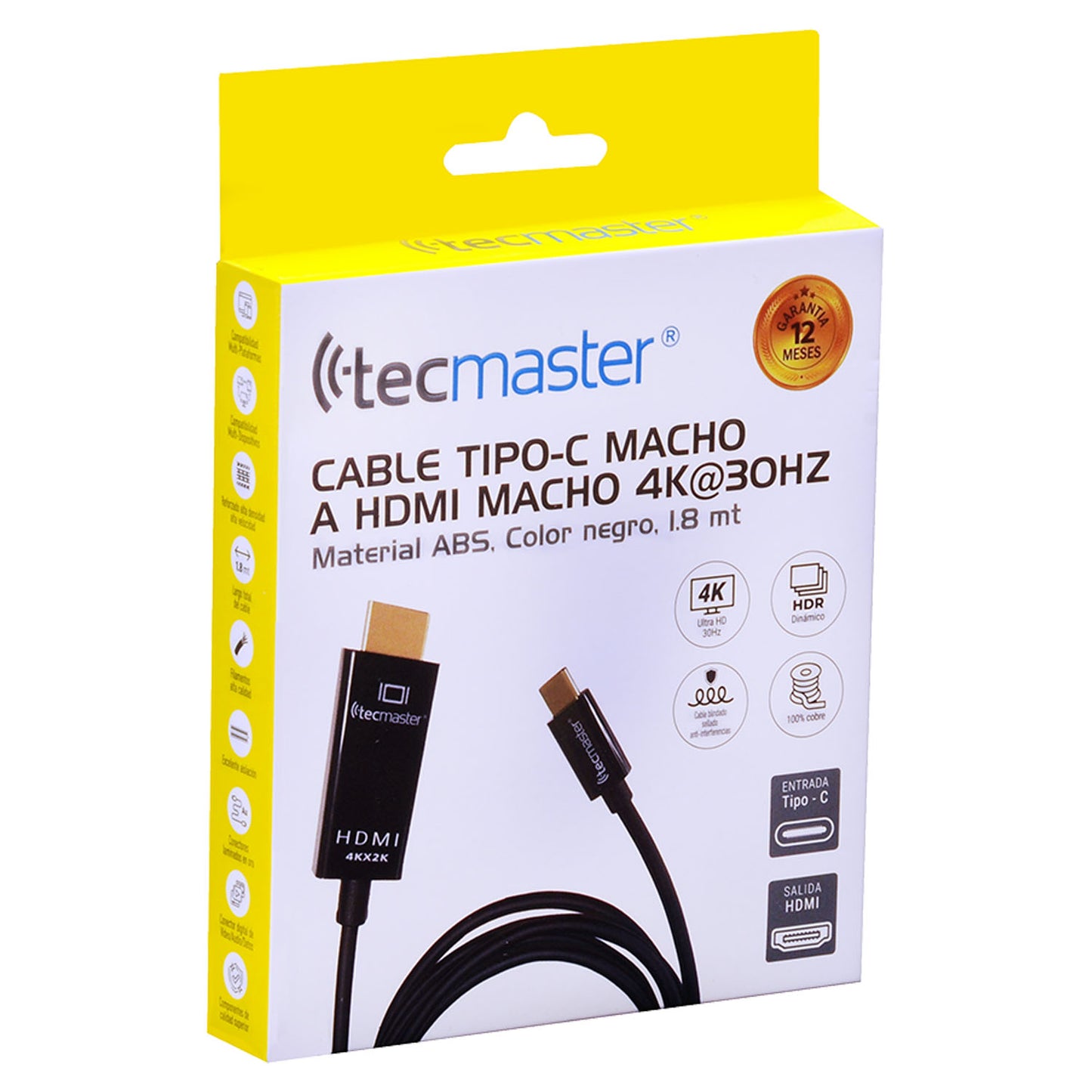 Cable Tipo-C a Hdmi 4K 1.8mts Tecmaster TM-100539