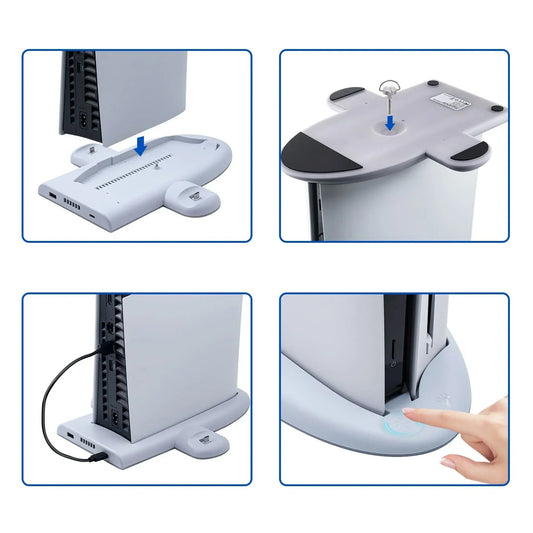 Base Soporte Para Ps5 Slim Con Refrigeración Y Carga (Con o sin Disco)