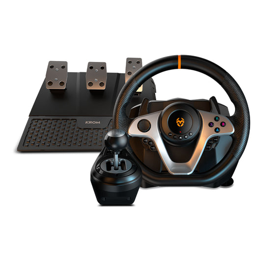 Kit Volante y Pedales Gamer Krom K-wheel Pro Multiplatafoma*