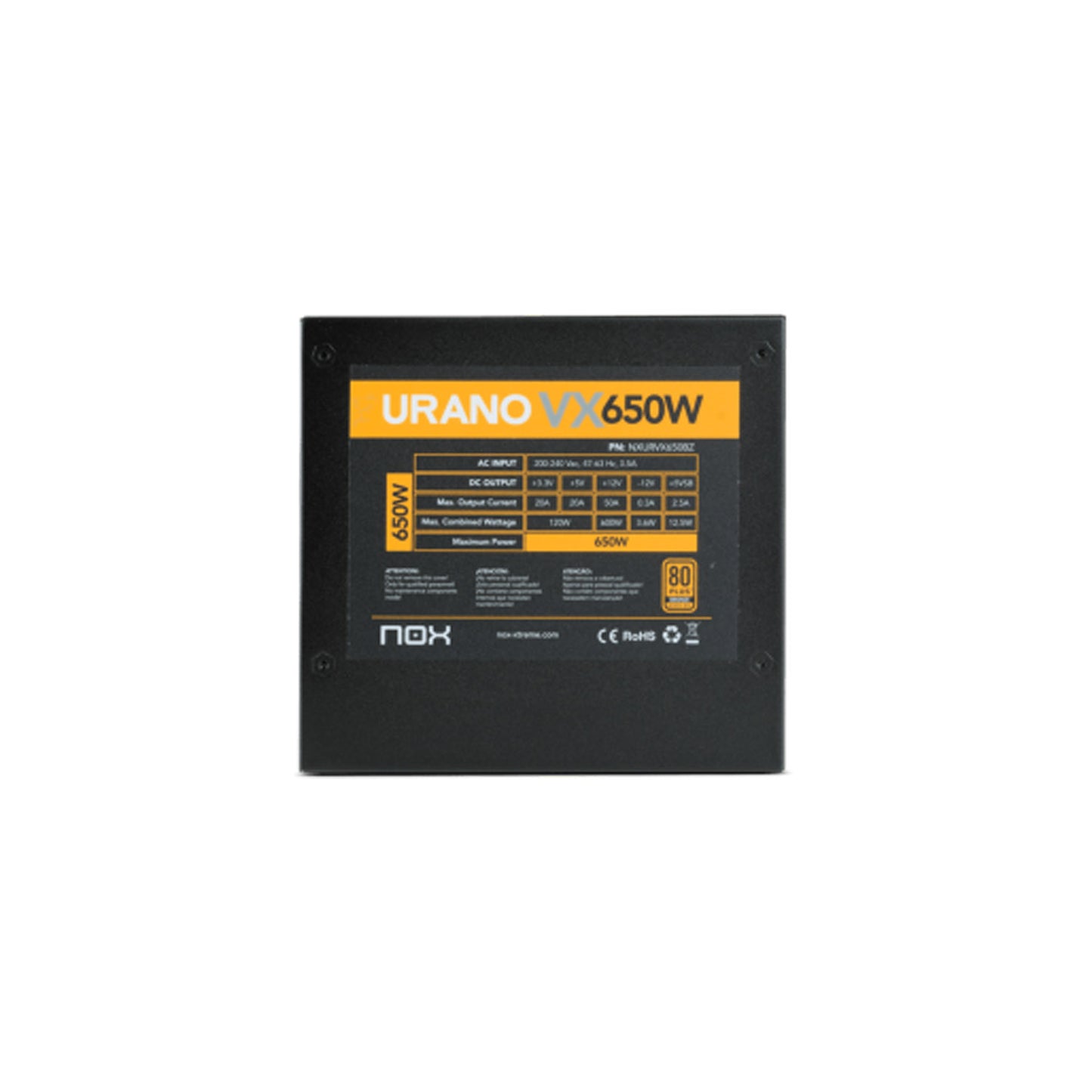 Fuente De Poder Certificada Nox Urano VX 650w 80+ Bronze*