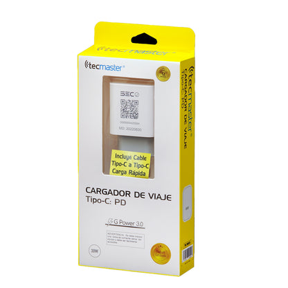 Cargador super rapido 20W + Cable Tipo-C a Tipo-C TM-200524