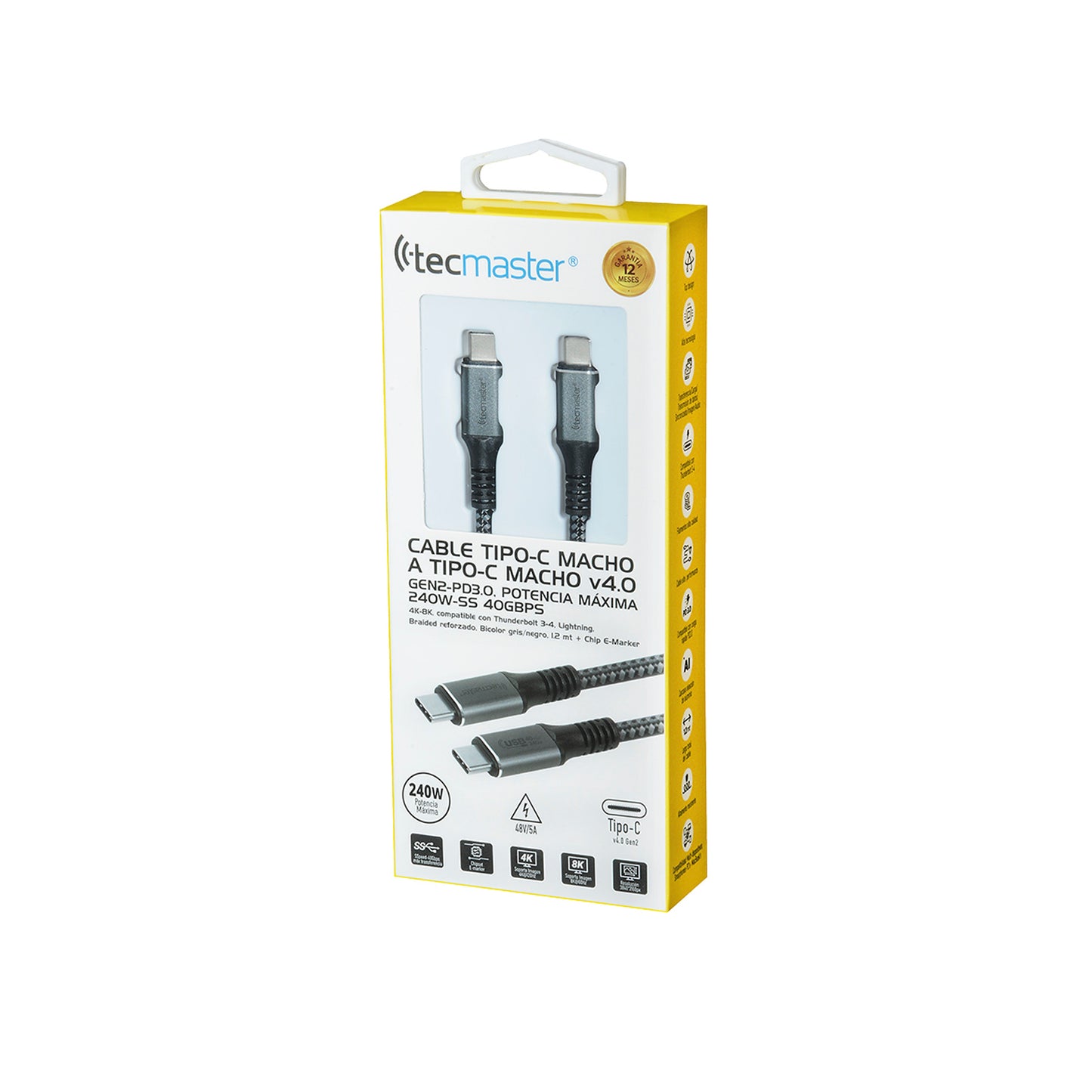 Cable Tipo-C V4.0 Tunderbolt 3-4  Carga Super Rapida 240w 8k