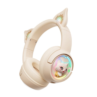 Audífono Gamer Bluetooh Onikuma B5 Kitty Ears Cream