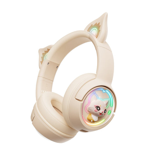 Audífono Gamer Bluetooh Onikuma B5 Kitty Ears Cream