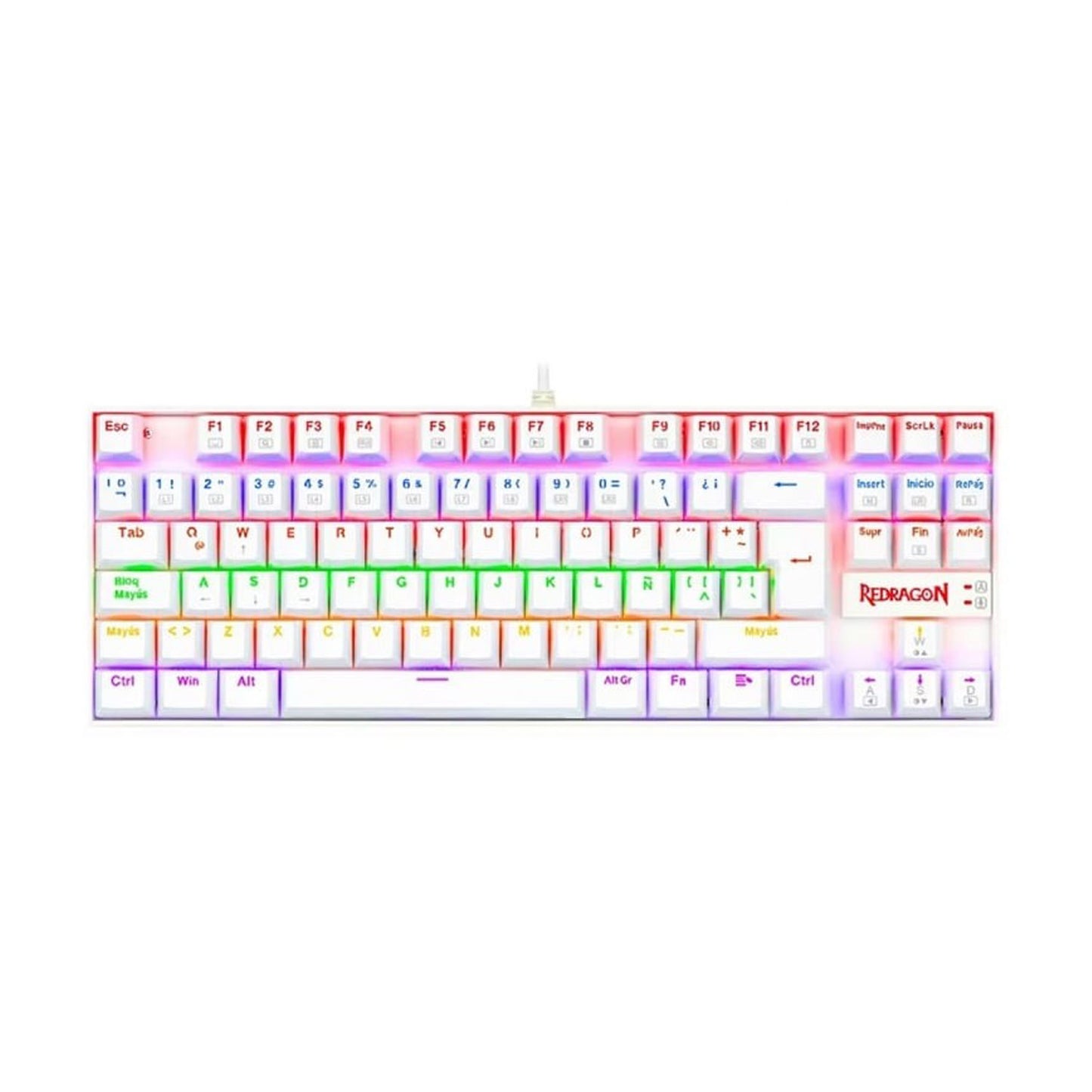 Teclado Mecánico Kumara White Rainbow Redragon Switch Red