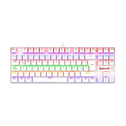 Teclado Mecánico Kumara White Rainbow Redragon Switch Red