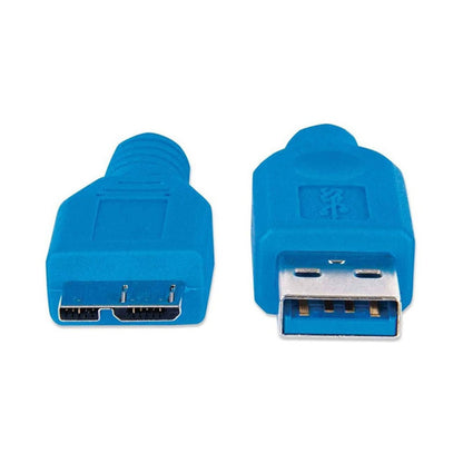 Cable Usb 3.2 Macho a Micro-b Macho 0.5 cm Azul Manhattan