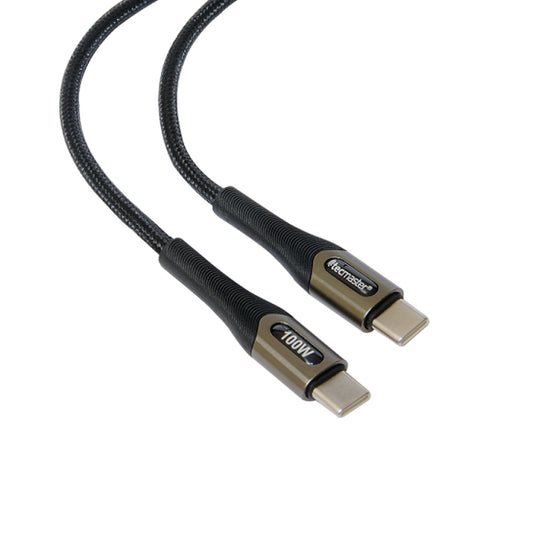 Cable Tipo-C Reforzado Carga Rapida 100w 1mt Negro TM-200547