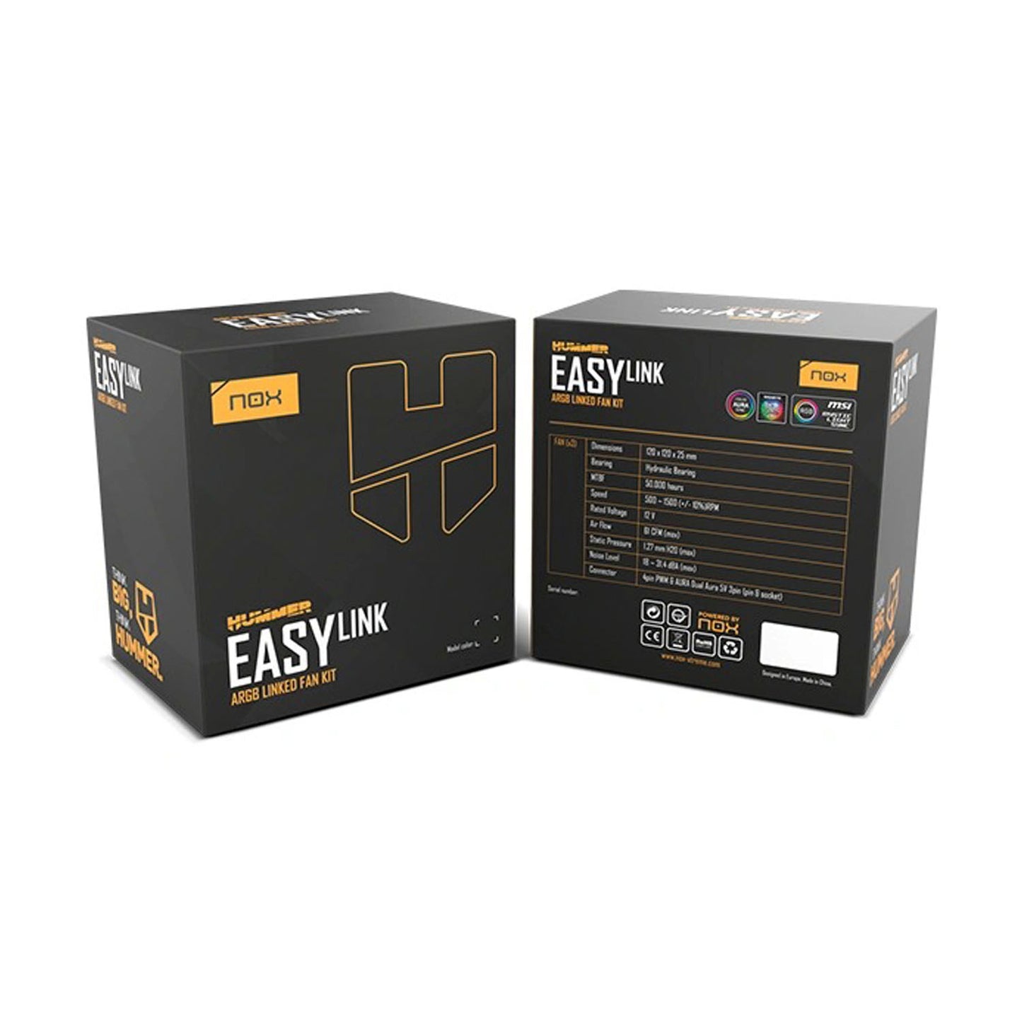 Pack 3 ventiladores Easy Link Argb Black Nox Hummer*
