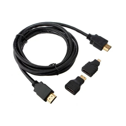 Cable Hdmi Con Adaptador A Mini y Micro Hdmi Full Hd 1.5 Mts