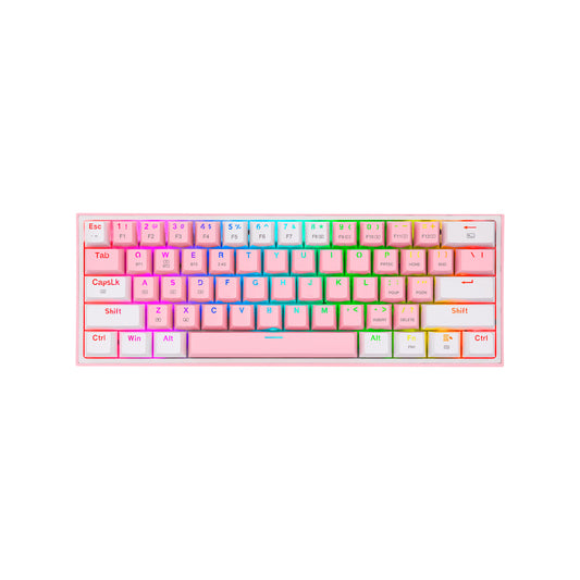 Teclado Mecánico 60% Redragon Fizz K617 Pink White Sw Red