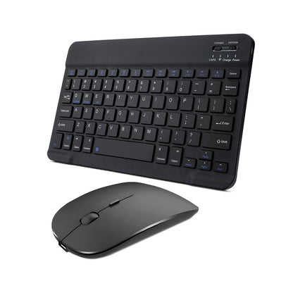 Kit De Mouse Y Teclado Bluetooth Recargable Para Tablet Negro