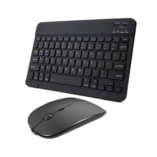 Kit De Mouse Y Teclado Bluetooth Recargable Para Tablet Negro