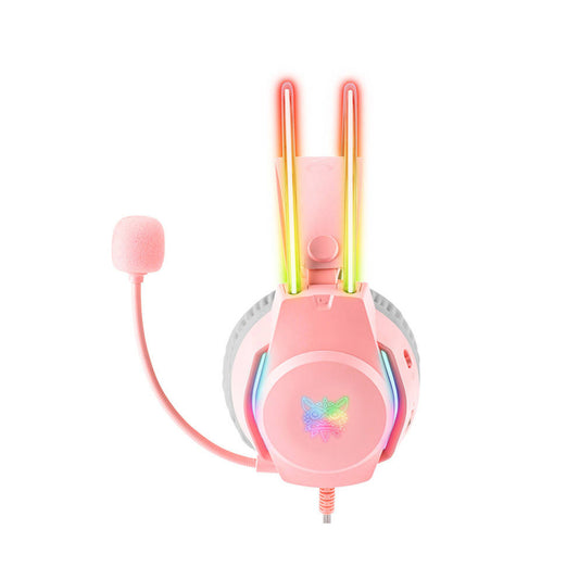 Audífono Gamer Onikuma X26 Rgb Pink 3.5 + Usb Para Luces