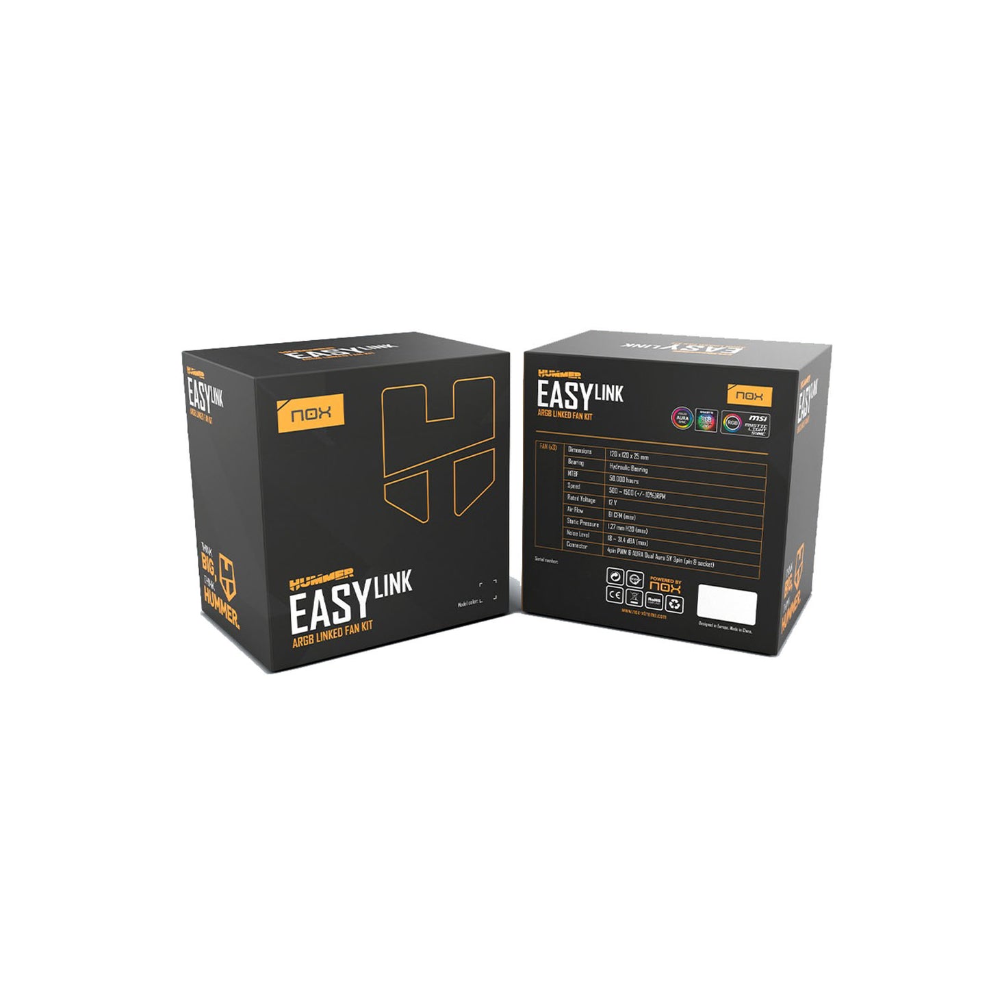 Pack 3 ventiladores Easy Link Argb White Nox Hummer