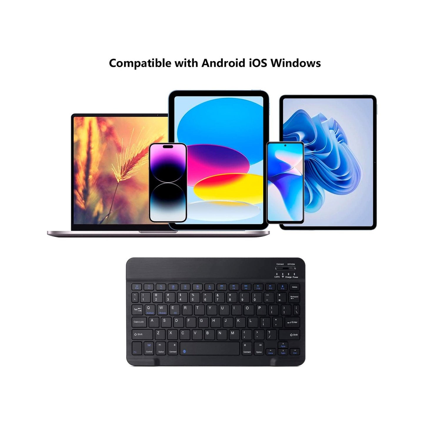 Kit De Mouse Y Teclado Bluetooth Recargable Para Tablet Negro