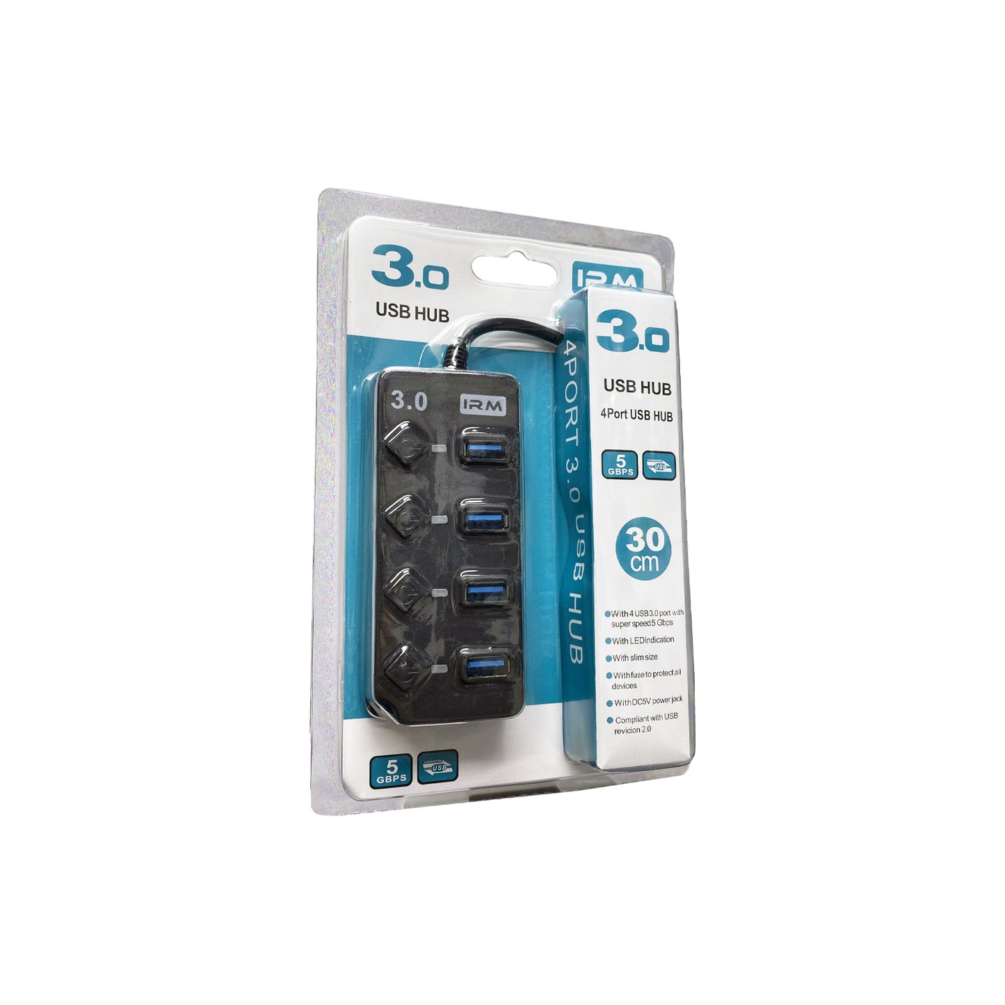 Hub Usb 3.0 Con Apagador Negro 09377