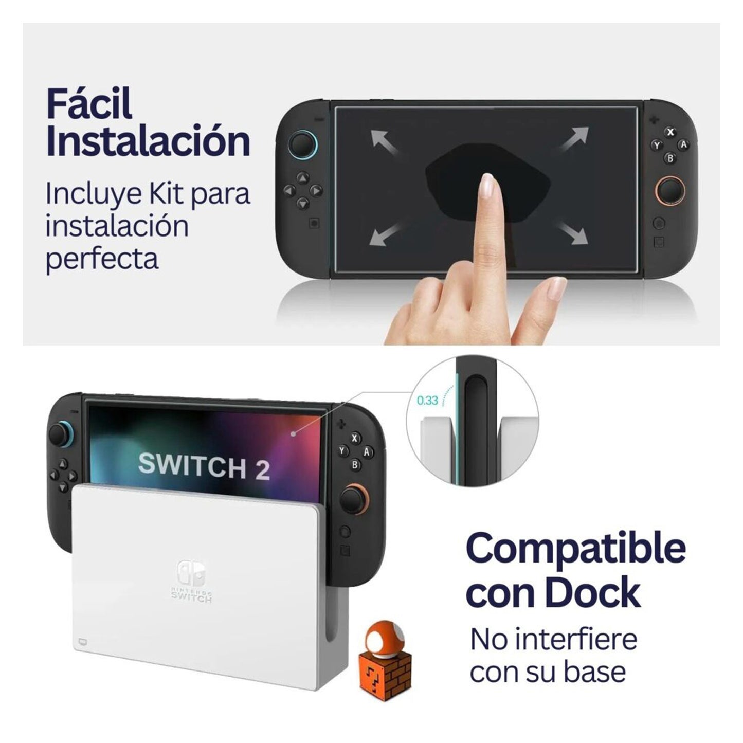 Lamina De Vidrio Templado Para Nintendo Switch 2