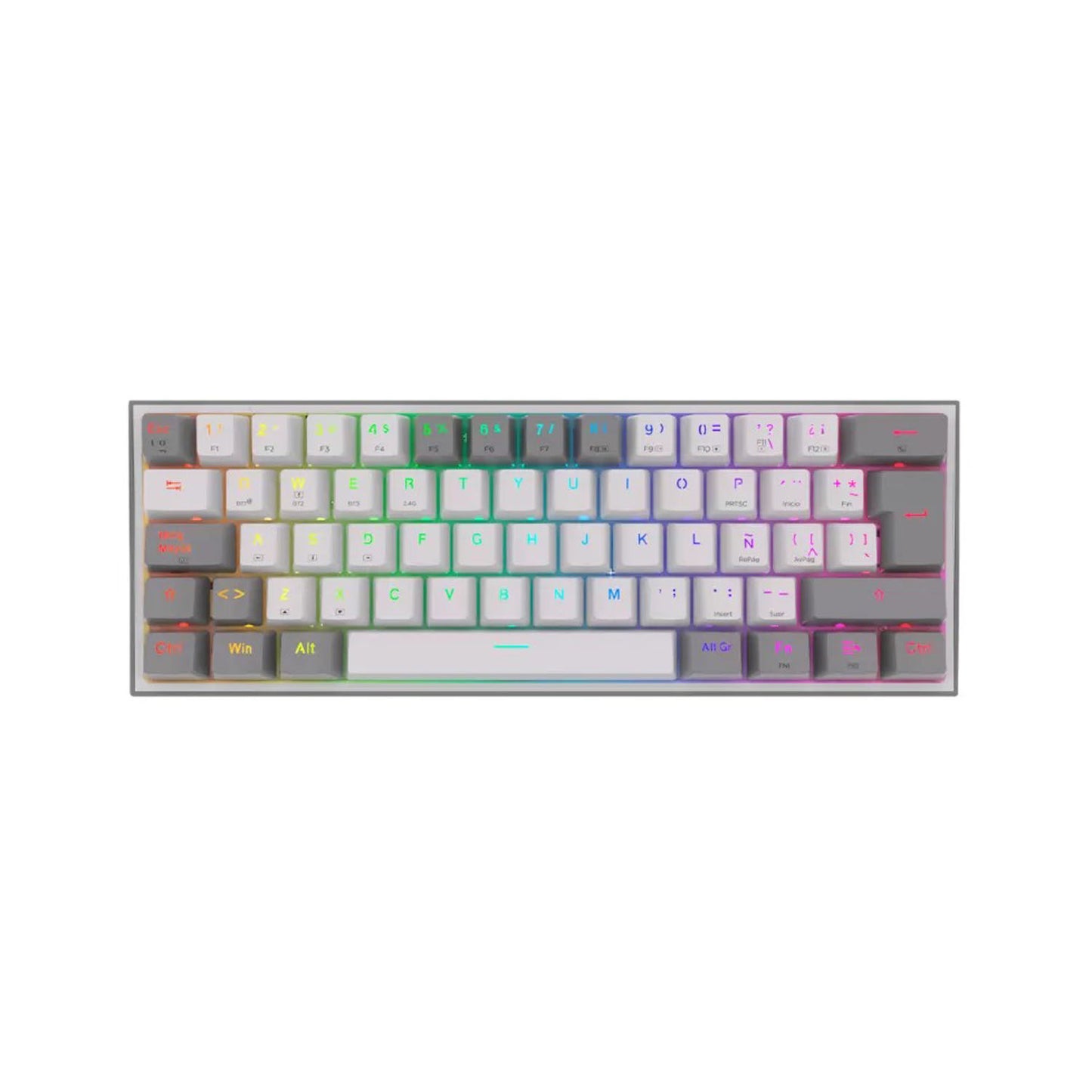 Teclado Redragon Fizz Pro 60% RGB White/Grey - Crazygames