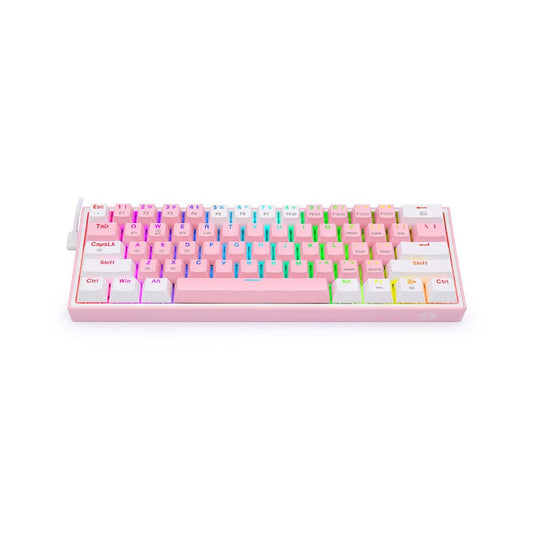 Teclado Mecánico 60% Redragon Fizz K617 Pink White Sw Red