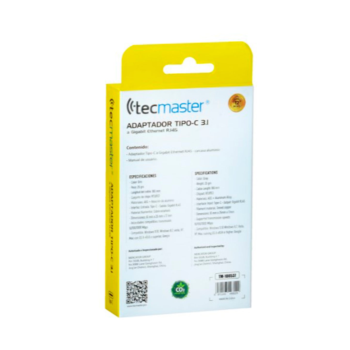 Adaptador Lan Usb Tipo-C  a Rj45 Ethernet Gigabyte TM-100537