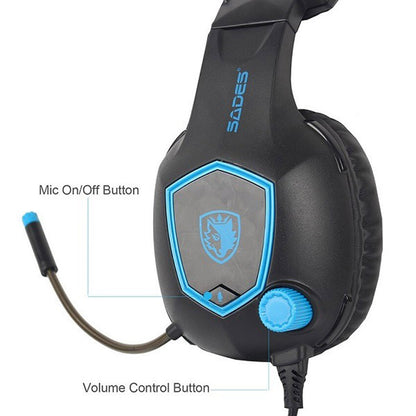 Audífono Gamer Sades SA-818 Multiplataforma Black and Blue