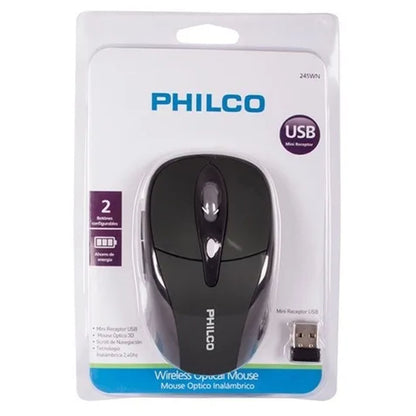 Mouse Optico 3d Inalambrico Philco 245W Negro - Crazygames