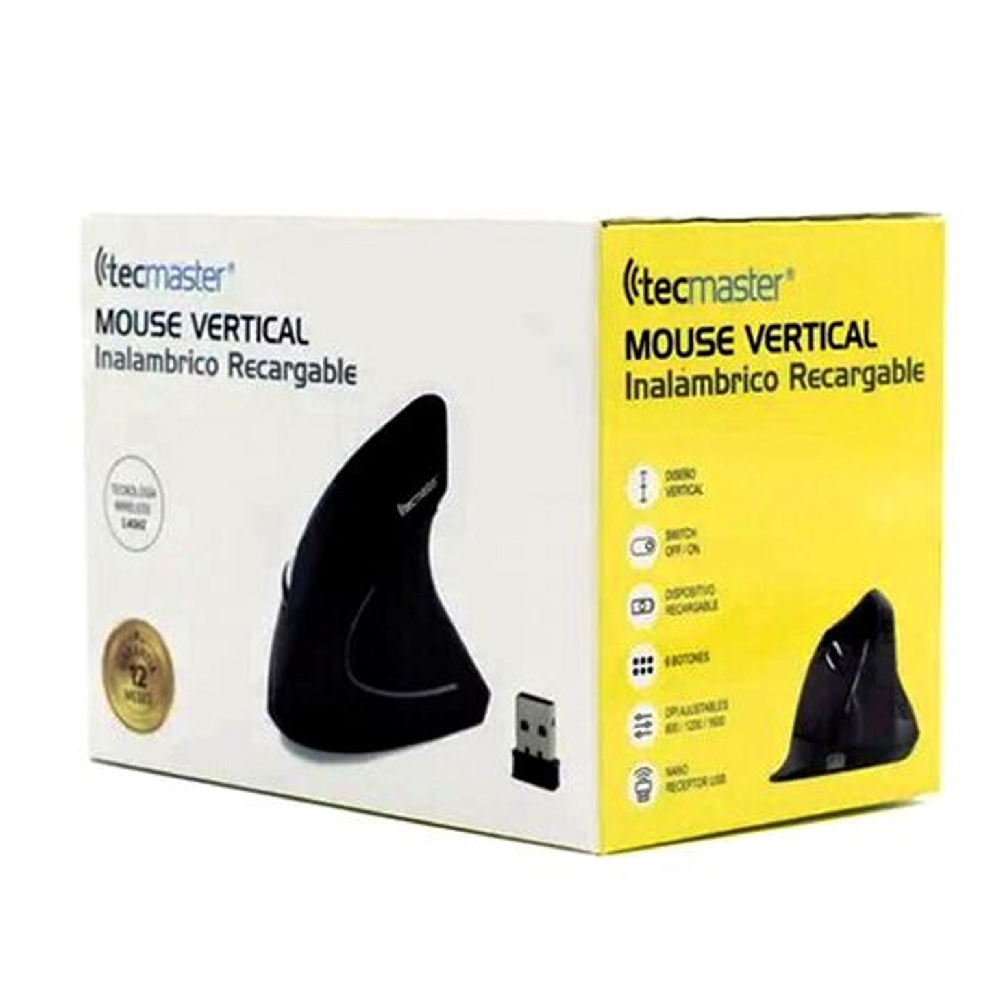 Mouse Ergonómico Inalámbrico recargable TM_100517 Tecmaster