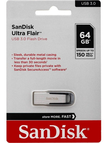 Pendrive 64gb Sandisk Usb 3.0 Ultra Flair - Crazygames
