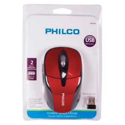 Mouse Optico 3d Inalambrico Philco Rojo 245wr - Crazygames