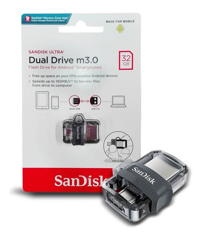 Pendrive Sandisk Dual Drive M3.0 32gb -pc-celular-
