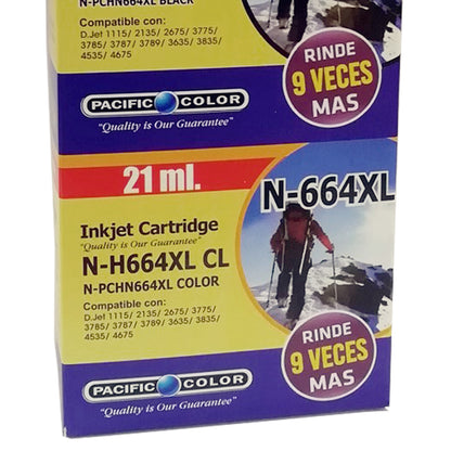 Cartucho de Tinta Pack N-H664xl Negro y Color Compatible HP
