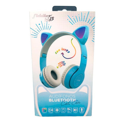 Audífono Bluetooth Con Orejas De Gato Y Luces Color Azul