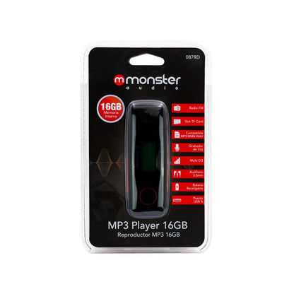 Reproductor MP3 16GB Rojo Monster 087RD